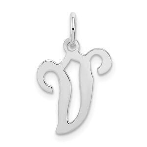 Sterling Silver, Sophia Collection, Small Script Initial V Pendant